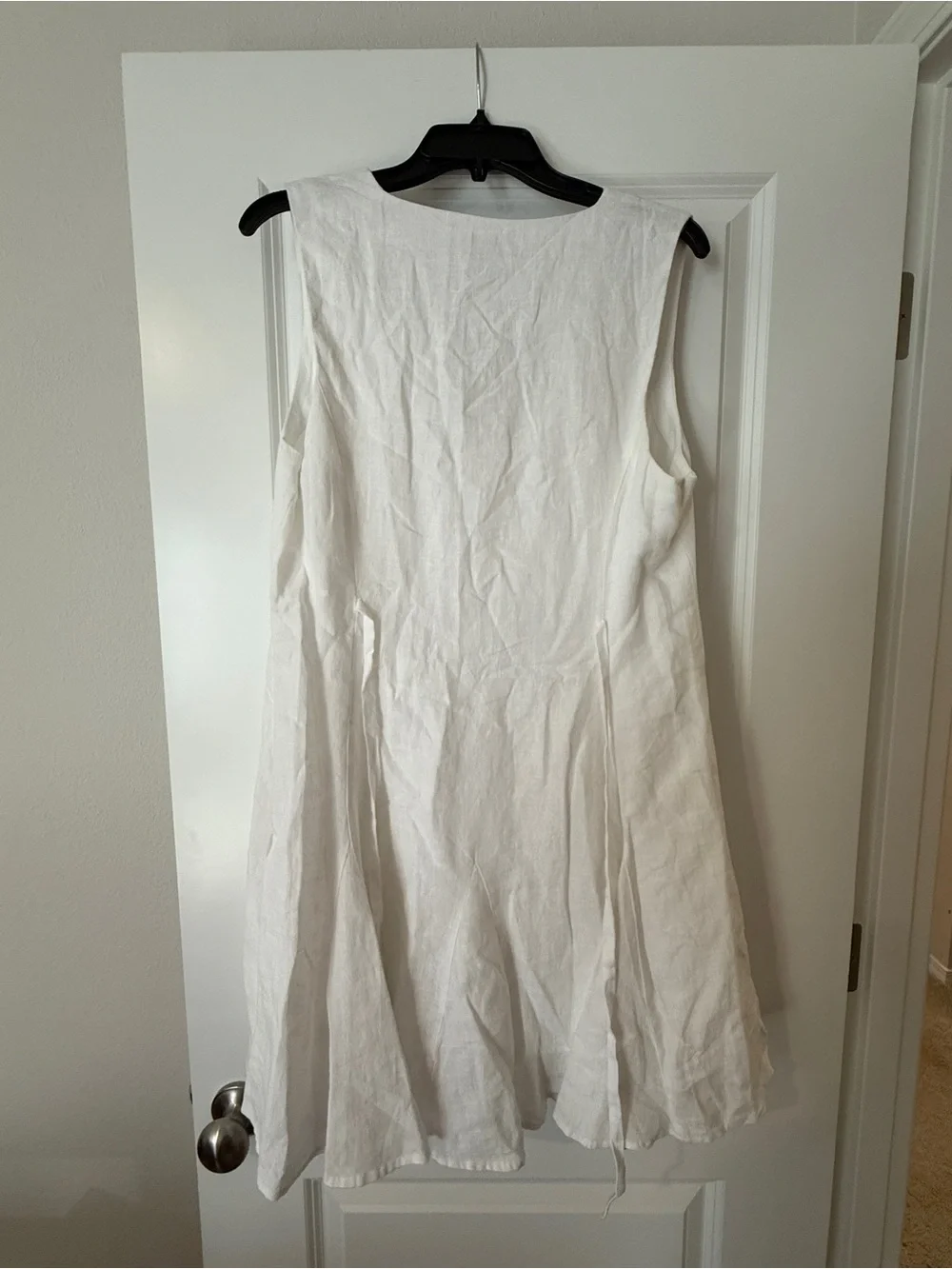 J. Crew White Sleeveless Button-Front Linen Sundress
